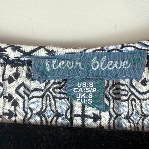 Anthropologie Fleur Bleue Top Women Small Multicolor Printed Blouse Boho Artsy - Picture 5 of 8